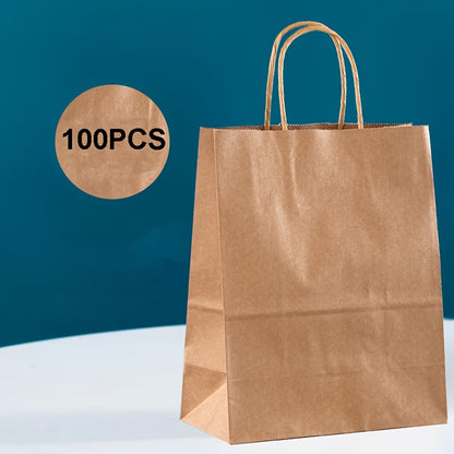 100 pieces of high-end Kraft paper bags for various uses, measuring 15cm x 8cm x 21cm.