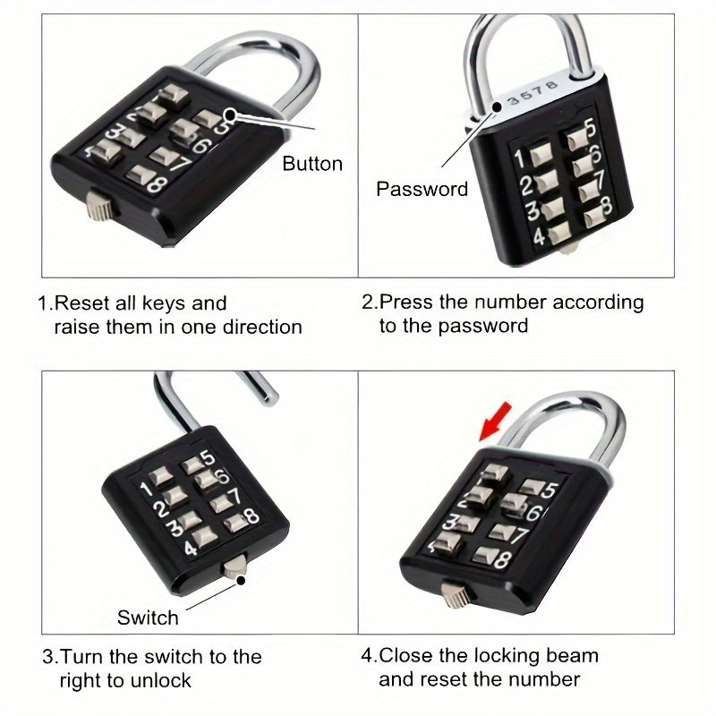 1pc Black Alloy Combination Lock for Suitcases, Luggage & Drawers - Round Dial Number Padlock with 3-Digit Code.