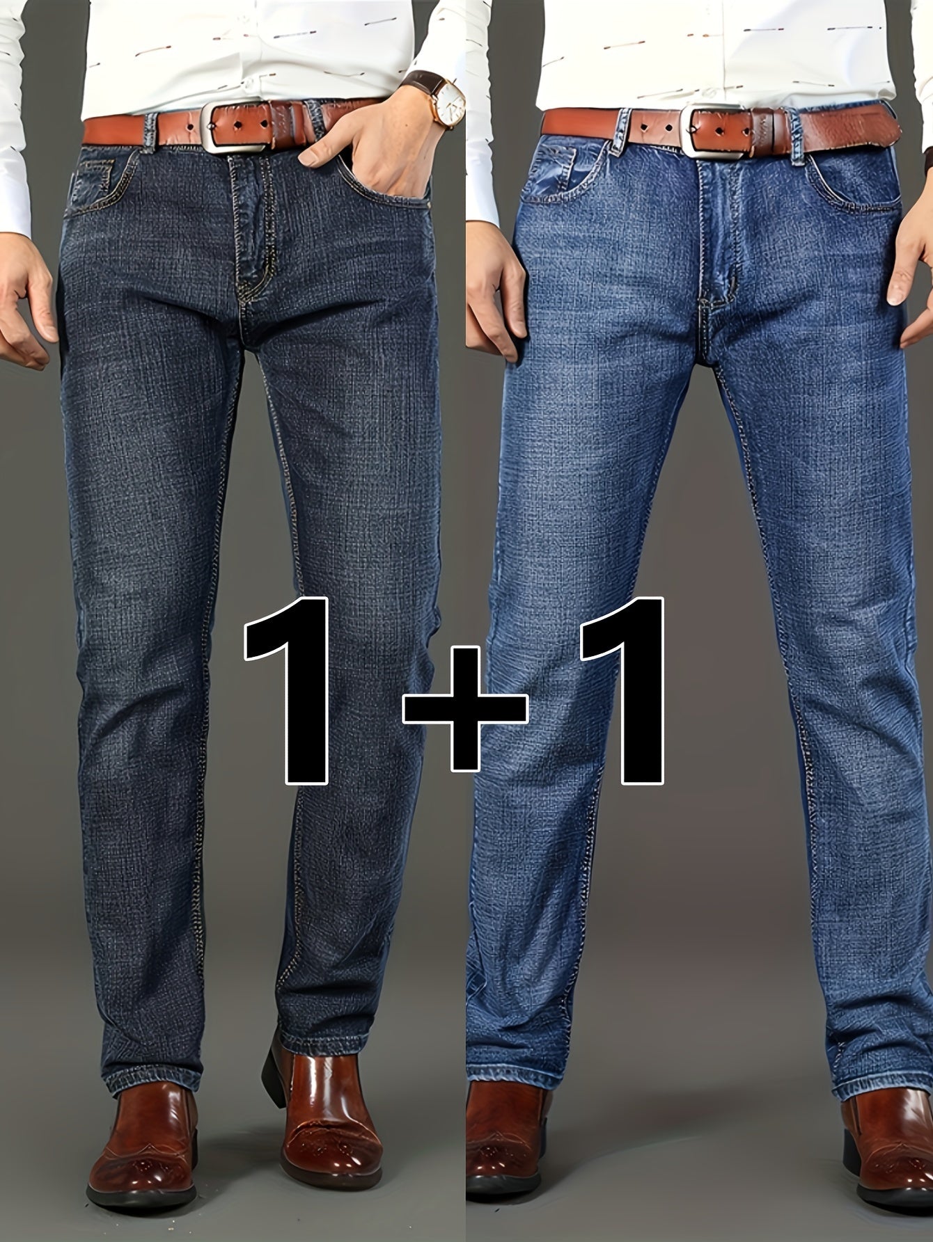 2 Men's Denim Pants with Pockets for Outdoor Activities