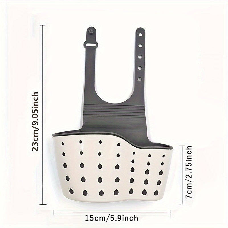 Telescopic Kitchen Sink Drain Basket - Space-Saving Design, Made from Durable Plastic, Multi-Functional Rack for Drying Dishes, Fruits & Vegetables, includes Soap Sponge Holder - Easy to Clean, Adjustable Size, Ideal for Organizing Kitchen Essentials.