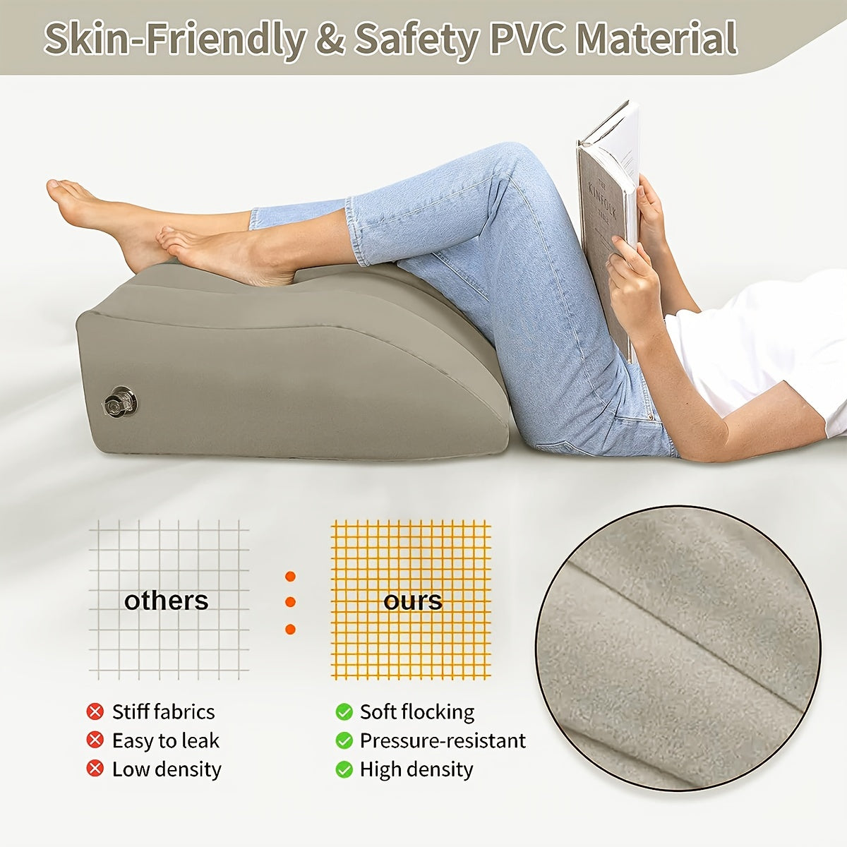 Inflatable Leg Rest Pillow for Elevating Leg, Back, Hip, and Knee Pain Relief - Ideal for Sleeping, Reading, and Relaxation - 1pc Leg Elevation Pillow.