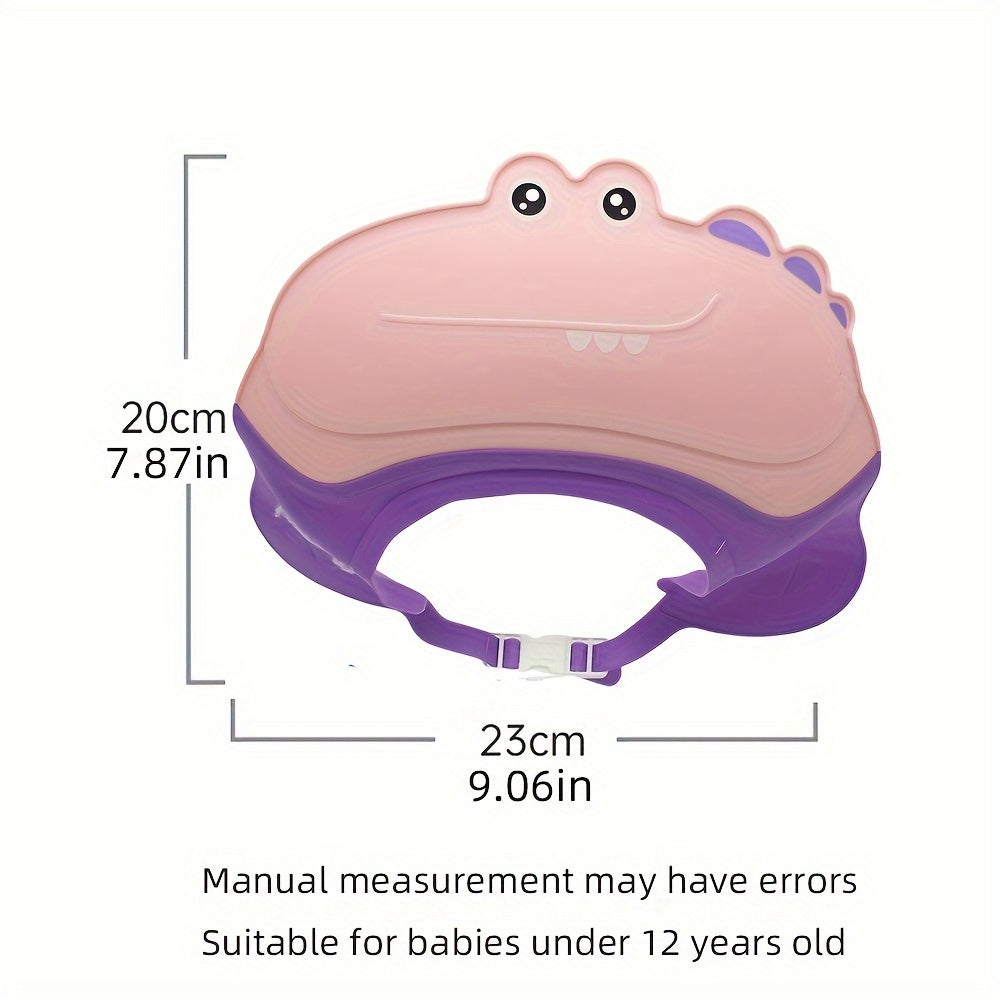 Fun Bath Time Accessory for Children 3-12 Years: Adjustable Waterproof Shower Cap with Eye and Ear Protection - Durable Plastic Kids Cartoon Hippo Design