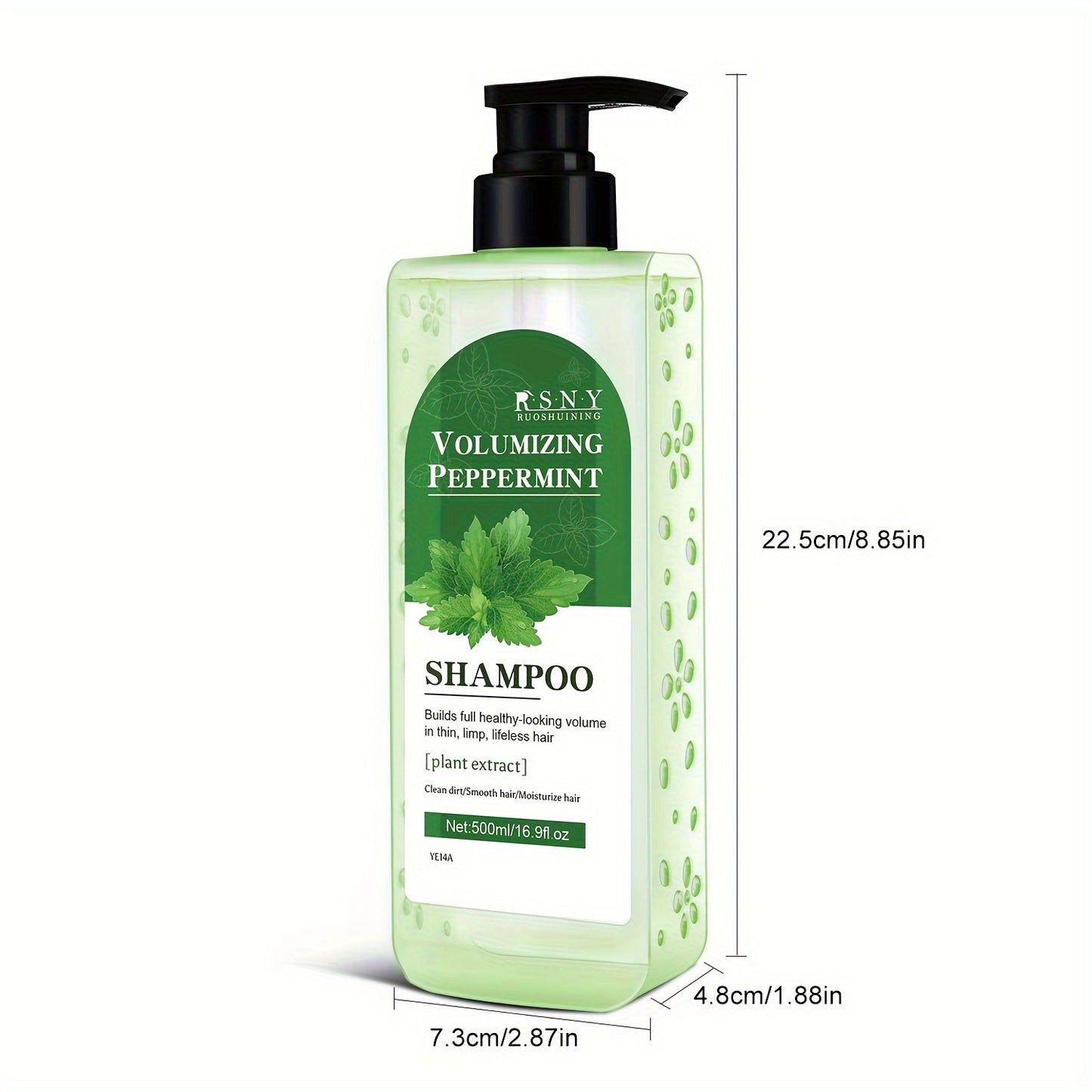 500ml Peppermint Volumizing Shampoo with Biotin Blend - Deep cleansing and strengthening for all hair types, with plant-based squalane.