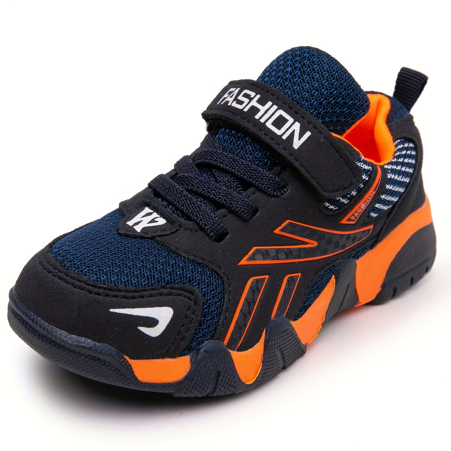 Sporty fashion sneakers for boys and toddlers with adjustable fastener, breathable fabric, and rubber sole. Versatile for all seasons, with round toe design.