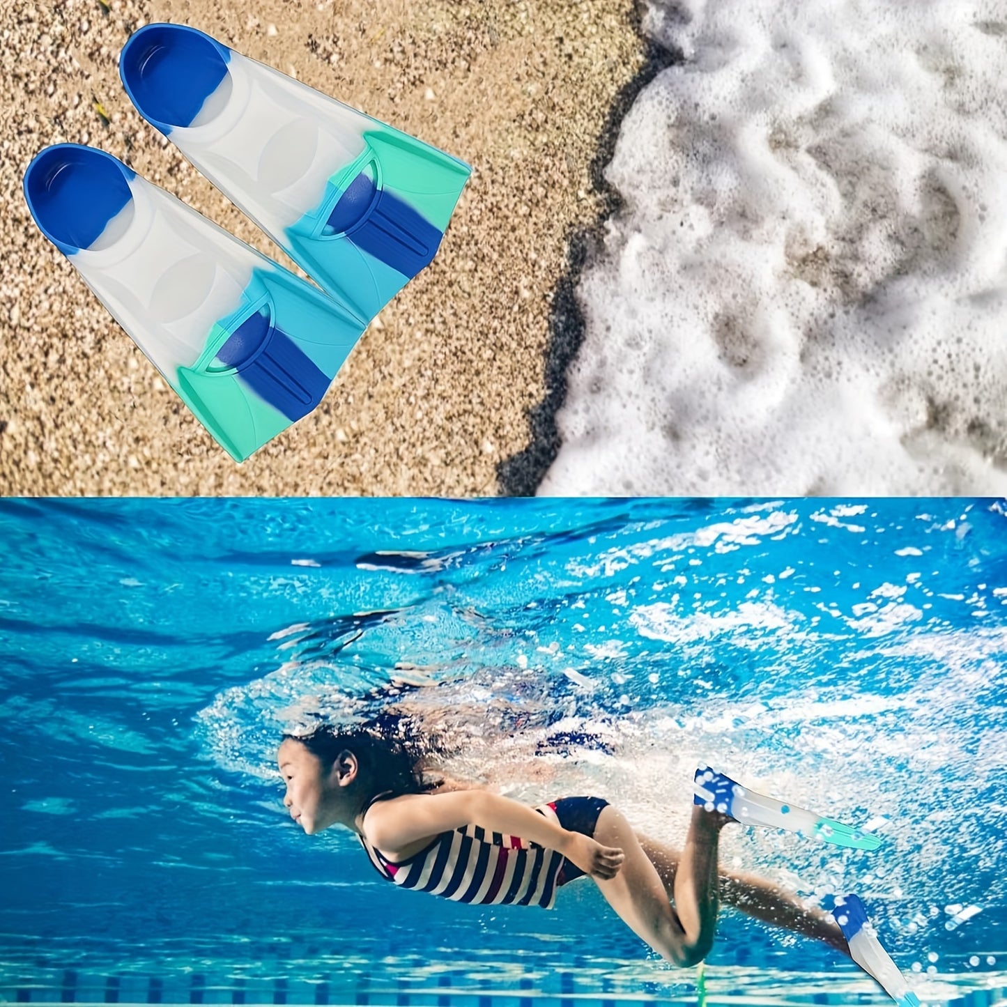 Enjoy easy and fun swimming with Kids Swim Silicone Fins - ideal for beginners!