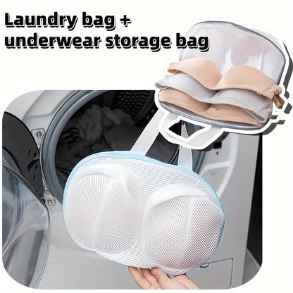 Sturdy Mesh Bra Wash Bag with Handle & Zipper - Protects and organizes lingerie during laundry.