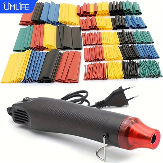 UMLIFE heat shrink tubing set with 300W hot air gun for wire protection and crafting.