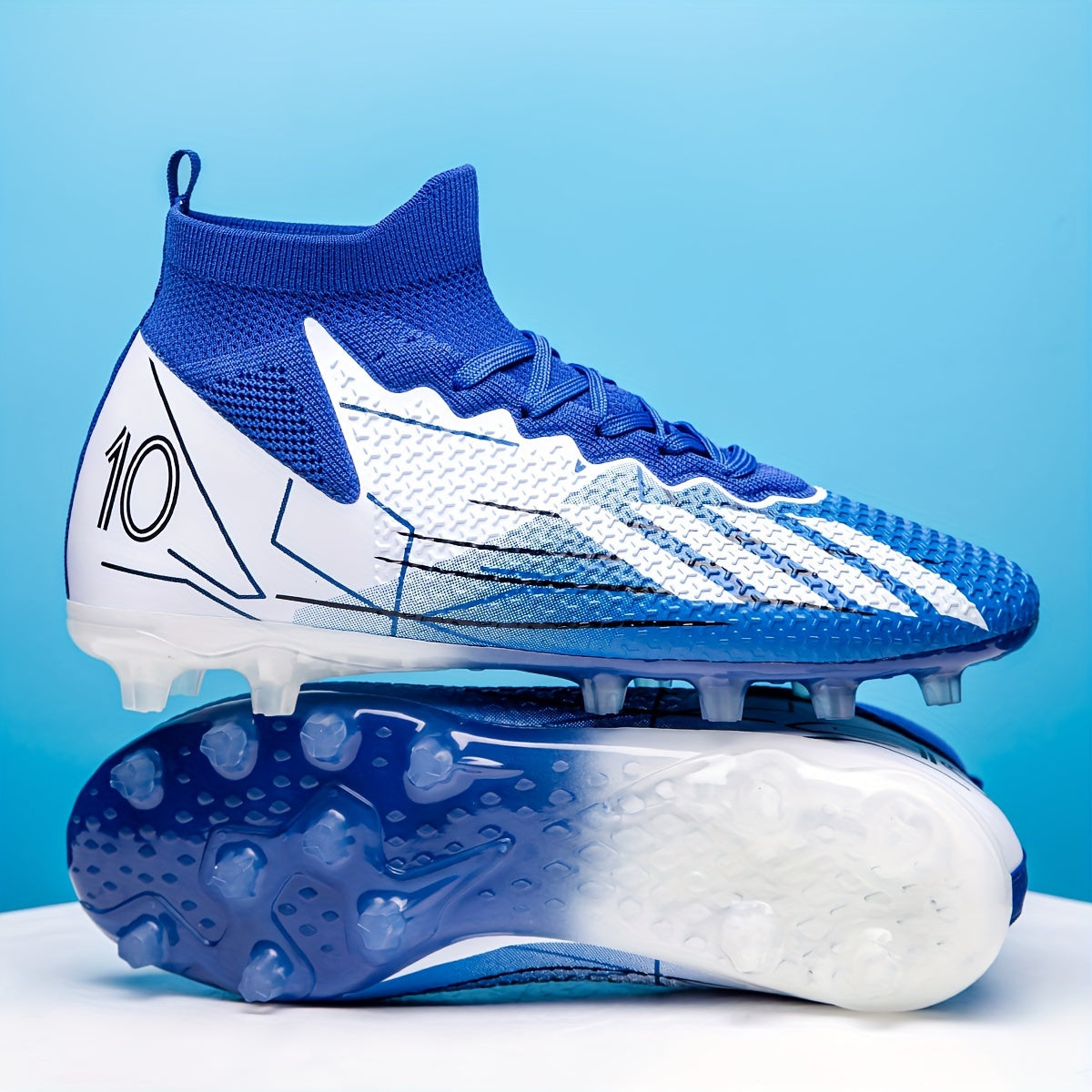 Stylish High Top Soccer Cleats with Spikes, Breathable and Non-slip for Professional Training and Competition