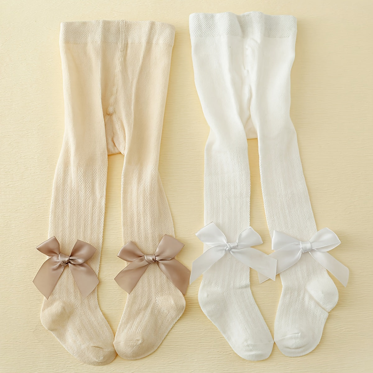 2 Girls' Summer Mosquito-Repellent Knee-High Socks with Bow - Breathable Cotton Blend, All-Seasons