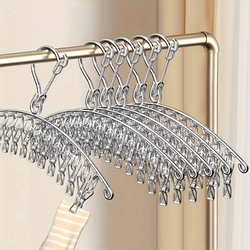 Metal Folding Drying Rack with Clips for Laundry - Multipurpose Hanger for Socks, Underwear, Hats, and Gloves - Space Efficient and Rust-Proof Organizer