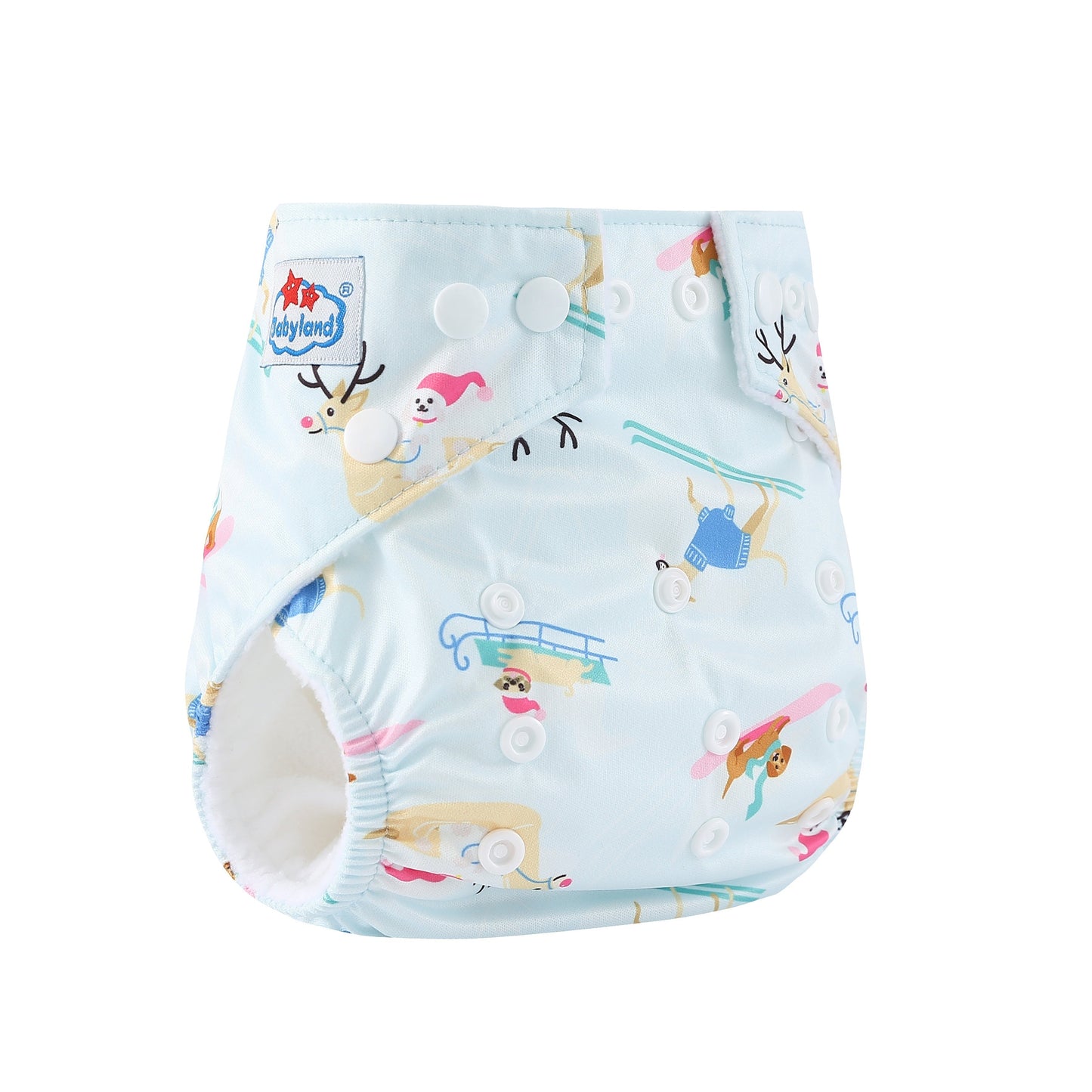 Reusable Cloth Diapers for Babies by Babyland - Waterproof, Highly Absorbent, Adjustable Fit for 2.27-14.97KG, Pocket Style Diapers in Light Blue, Dark Brown, and Purple