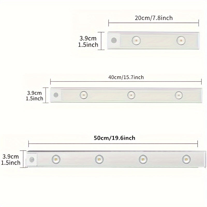 Wireless LED motion sensor lights for use in various spaces, no wiring needed.