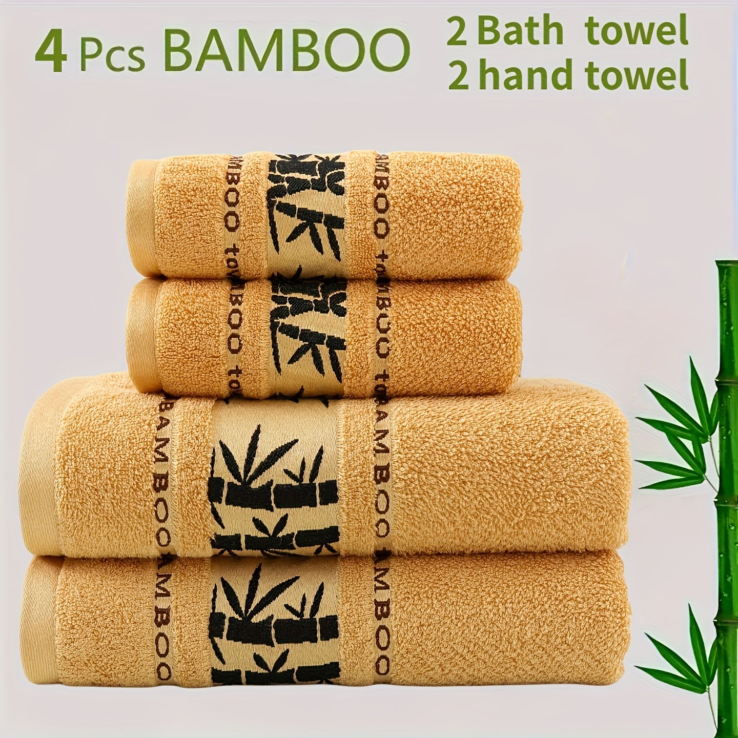 Self Flying Bamboo Fiber 4-dona sochiq to'plami 2 qo'l sochiq va 2 hammom sochiqni o'z ichiga oladi. Suvni yaxshi so'raydi, tez quriydi, juda yumshoq va teriga do'st. Uy hammomida foydalanish uchun ideal.