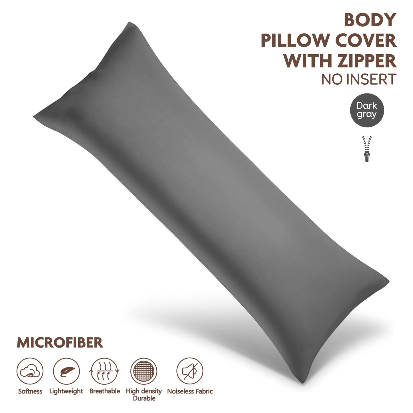 Soft and durable polyester brushed fabric long pillowcase with zipper closure, measuring 51x137cm. Perfect for home bedding decoration. Does not include pillow core.