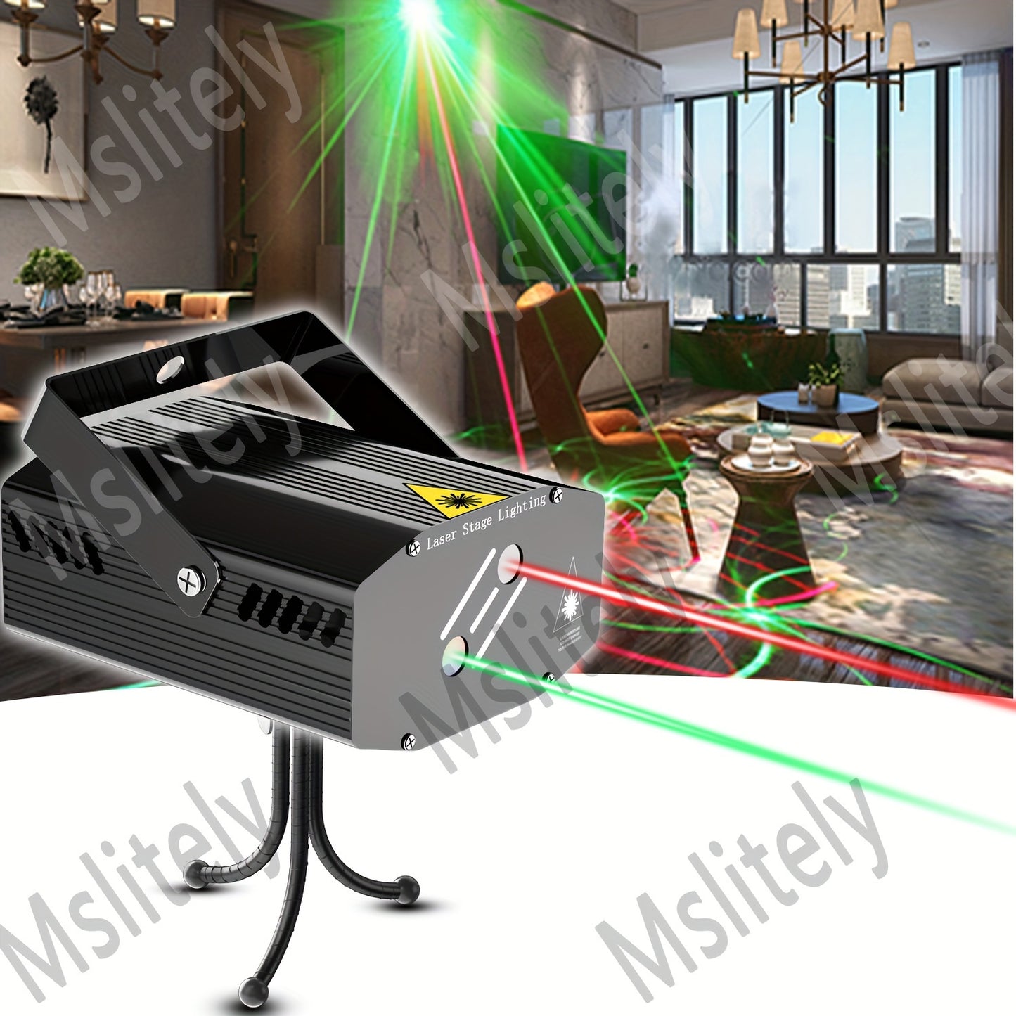 USB-powered Mslitely Disco Party Light with Stand features 28 sound-activated patterns, ideal for birthdays, holidays, and family gatherings.