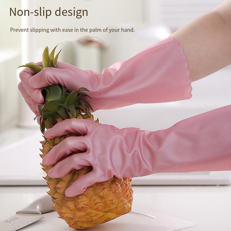 Latex Dishwashing Gloves for Women - Waterproof, Thin, and Durable. Perfect for Laundry, Cleaning, and Kitchen Tasks. Provides Protection for Hands during Housework. Powder-Free Material, Ideal for Kitchen Use.