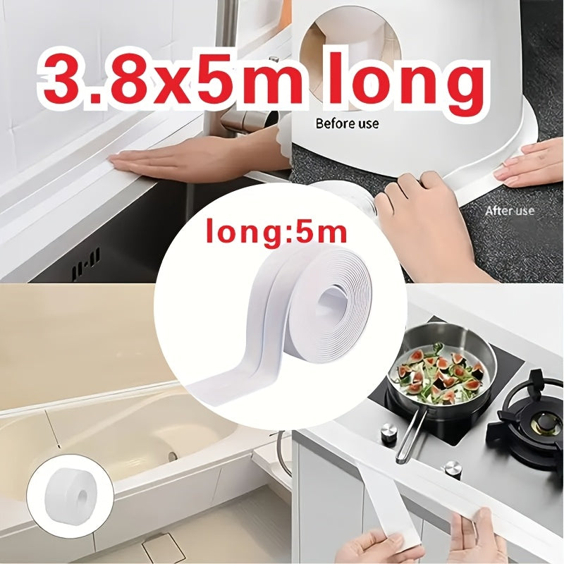 Waterproof adhesive tape for kitchen and bathroom use, perfect for sealing joints and corners.