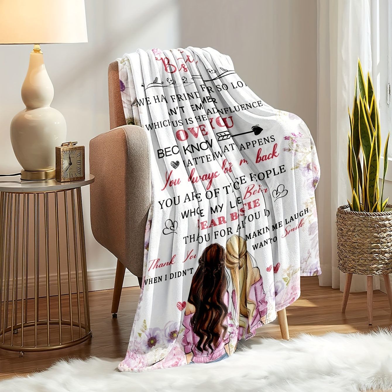 Flannel Blanket with Printed Envelope Design - Perfect Gift for My Bestie! Versatile, Warm, and Cozy Throw Blanket for All Seasons. Ideal for Couch, Bed, Sofa, Office, Camping, or Travel. Adds a Touch of Home Decor. Great Holiday Gift for Your Bestie!