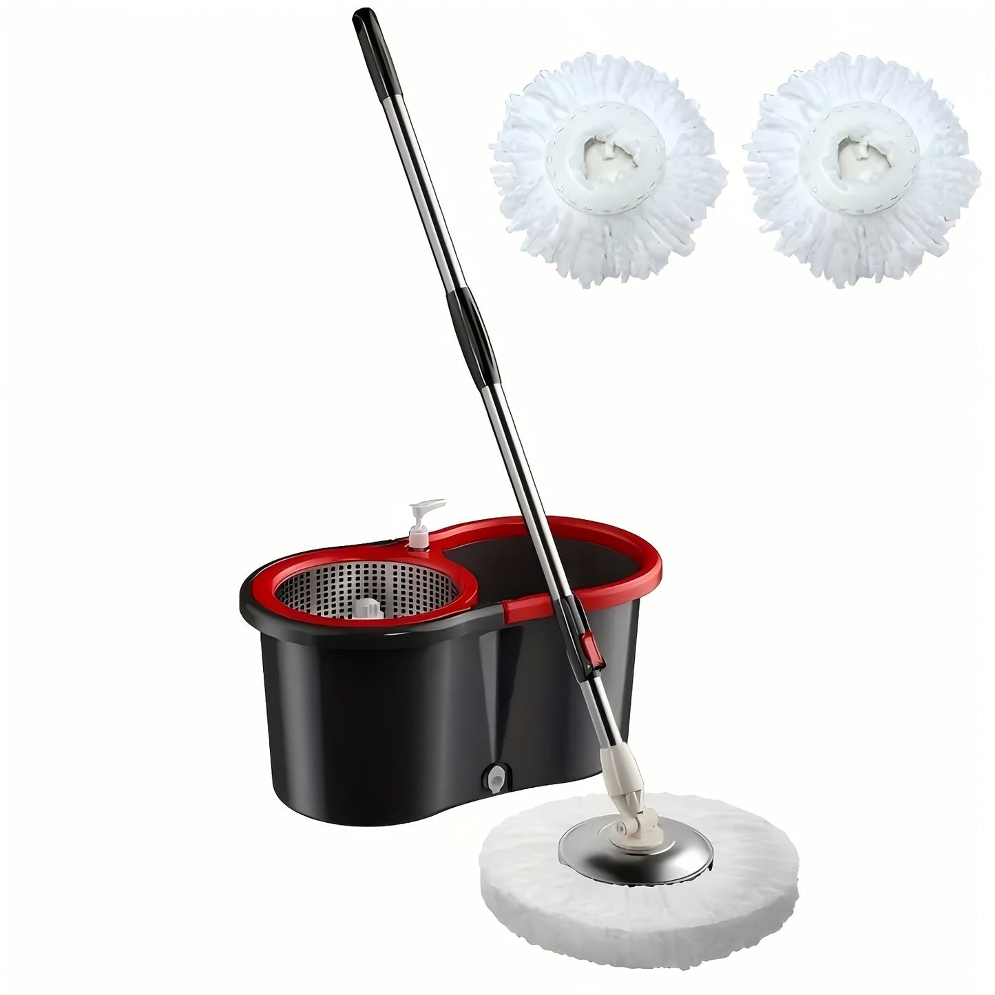 Get ready to tackle any mess with our 1 Set of Rotating Mop and Bucket. This set includes 2 Super Fine Fiber Mop Heads and a 360° Rotating Mop Bucket with a Stainless Steel Handle. Perfect for all your floor cleaning needs, this dry and wet mop bucket