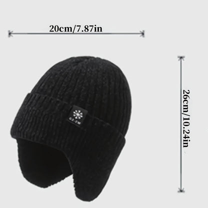 [Top Pick] Stay Cozy in the Cold with this Men's Winter Beanie with Ear Flaps - Stay Warm with Thick Fleece-Lined Hat, Ideal for Dads, Available in Black & Gray