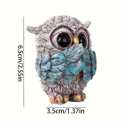 Set of 3 European-style owl figurines, perfect for wine cabinet, living room, office desk, or home decor.