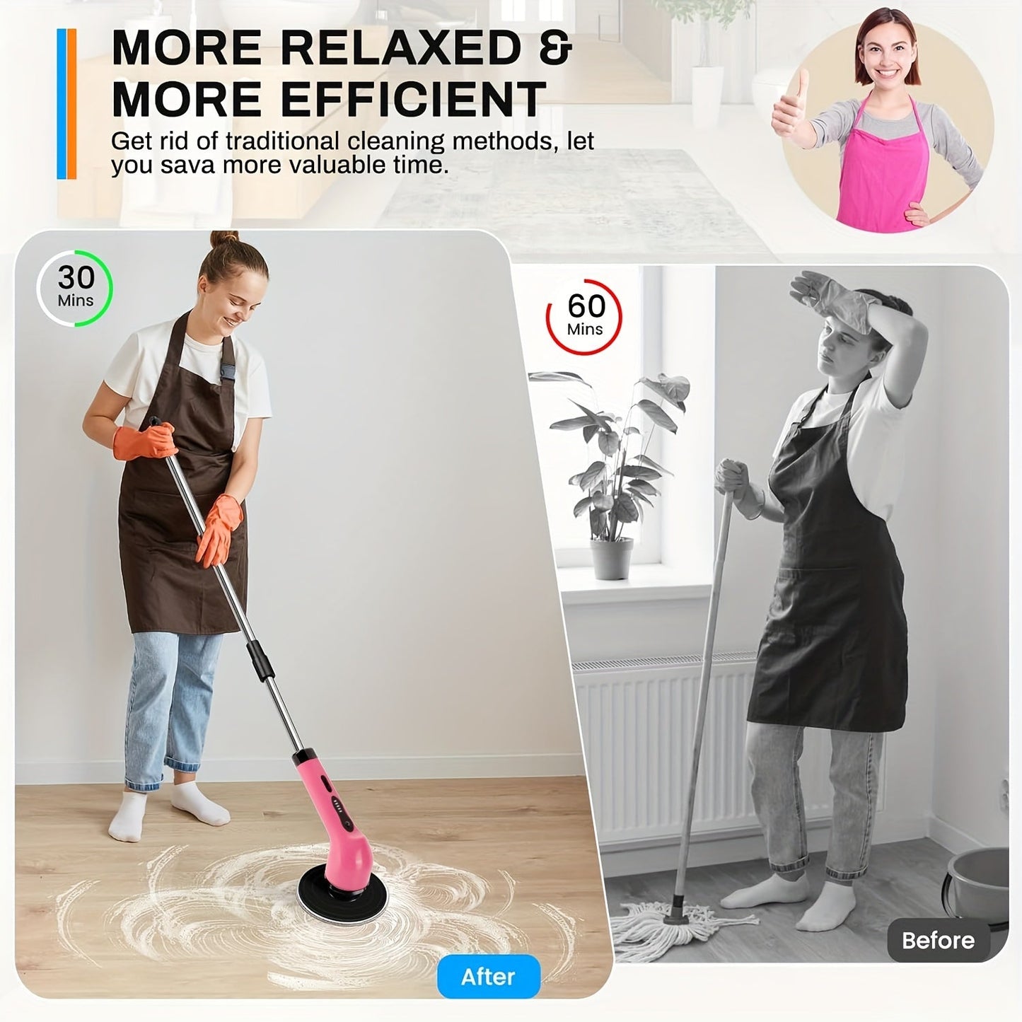 IAGREEA Electric Rotating Scrubber comes with 9/6 Replaceable Brush Heads, Adjustable Speed, Extendable Handle, USB Rechargeable 2000mAh Lithium Battery, Power Indicator, perfect for Home/Office Cleaning, Great as a Gift Option.