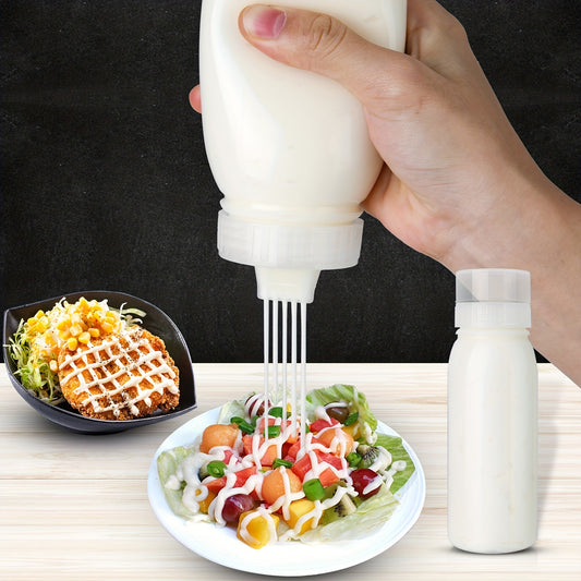 3 plastic condiment squeeze bottles for sauces and salad dressings, multifunctional kitchen supplies.