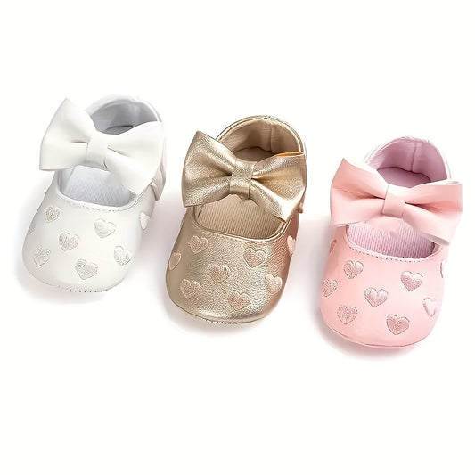 Baby girl's solid color princess dress shoes, non-slip and comfy performance footwear for infants.