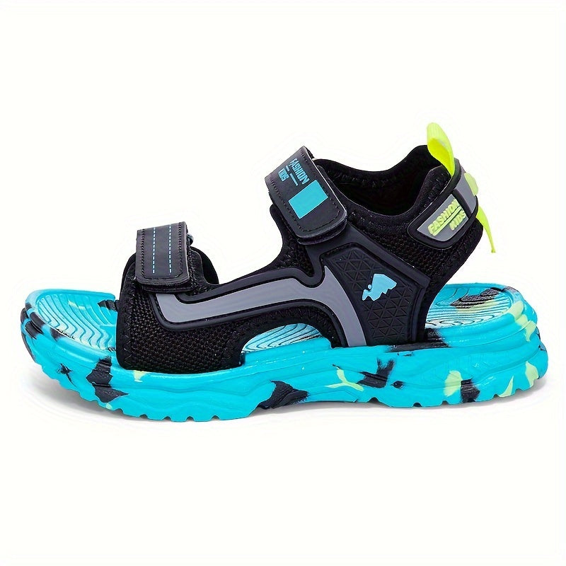 Stylish open-toe sandals with hook & loop fastener for boys, perfect for outdoor activities.