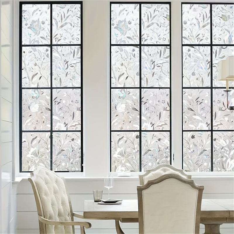 Enhance Your Home Decor with Tulip Pattern Privacy Window Film - Decorative Frosted Glass Stickers, Easy to Install with Electrostatic Adhesive, Perfect for Living Room, Bedroom, Kitchen, and Bathroom - Add a Touch of Elegance to Your Home