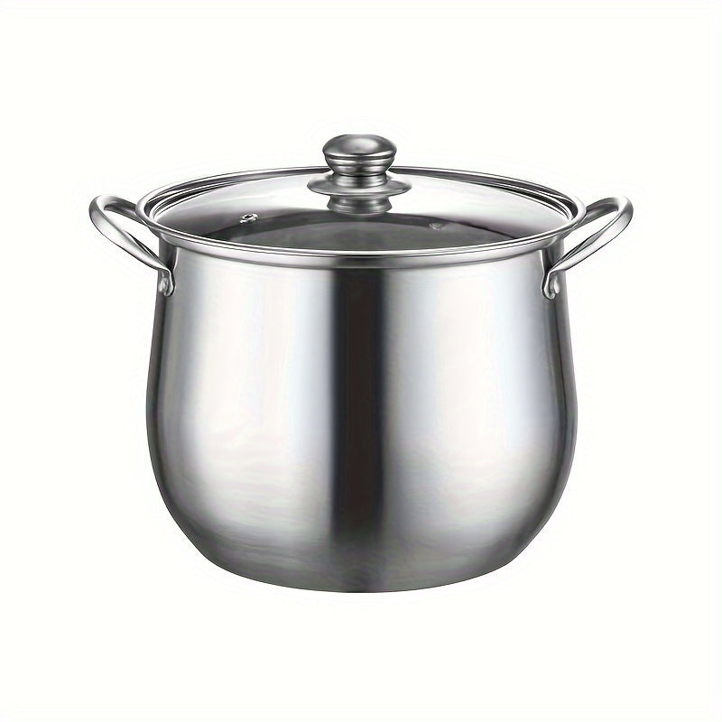 [Top Pick] High-Quality Stainless Steel Tall Soup Pot & Pan Set with Clear Glass Lid - Strong, Shiny Design for Home Cooking, Ideal for Soups & Stews