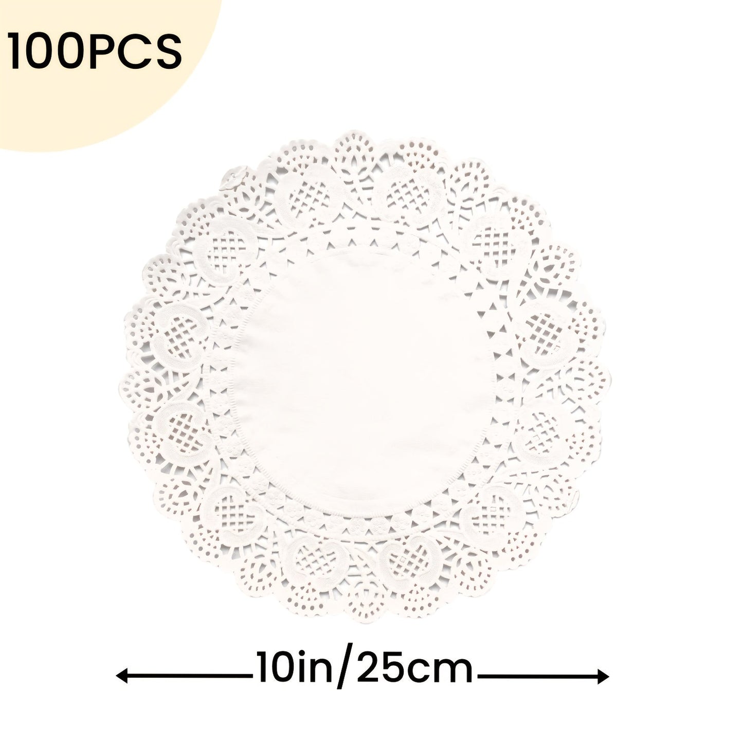 100 Elegant White Lace Paper Doilies in Various Sizes - Suitable for Food Use, Single-Use Table Mats for Desserts, Coffee, and Cakes - Perfect for Special Occasions like Weddings, Birthdays, and Graduations - Sturdy and Ornamental with Delicate Lace