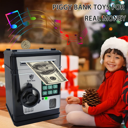 ABS Resin ATM-style piggy bank with password lock, ideal for young savers. Great for gifting on Thanksgiving, holidays, and birthdays.