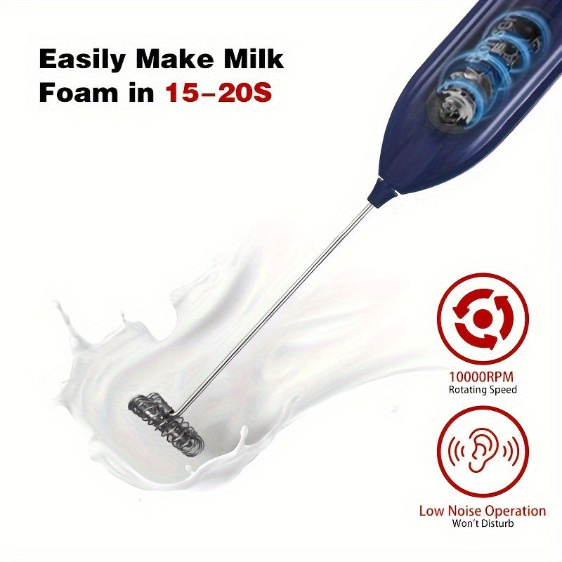 Lalayuan Handheld Electric Milk Frother is made of stainless steel and battery-operated. Perfect for creating foam for coffee, latte, cappuccino, and chocolate. Note: Batteries not included.