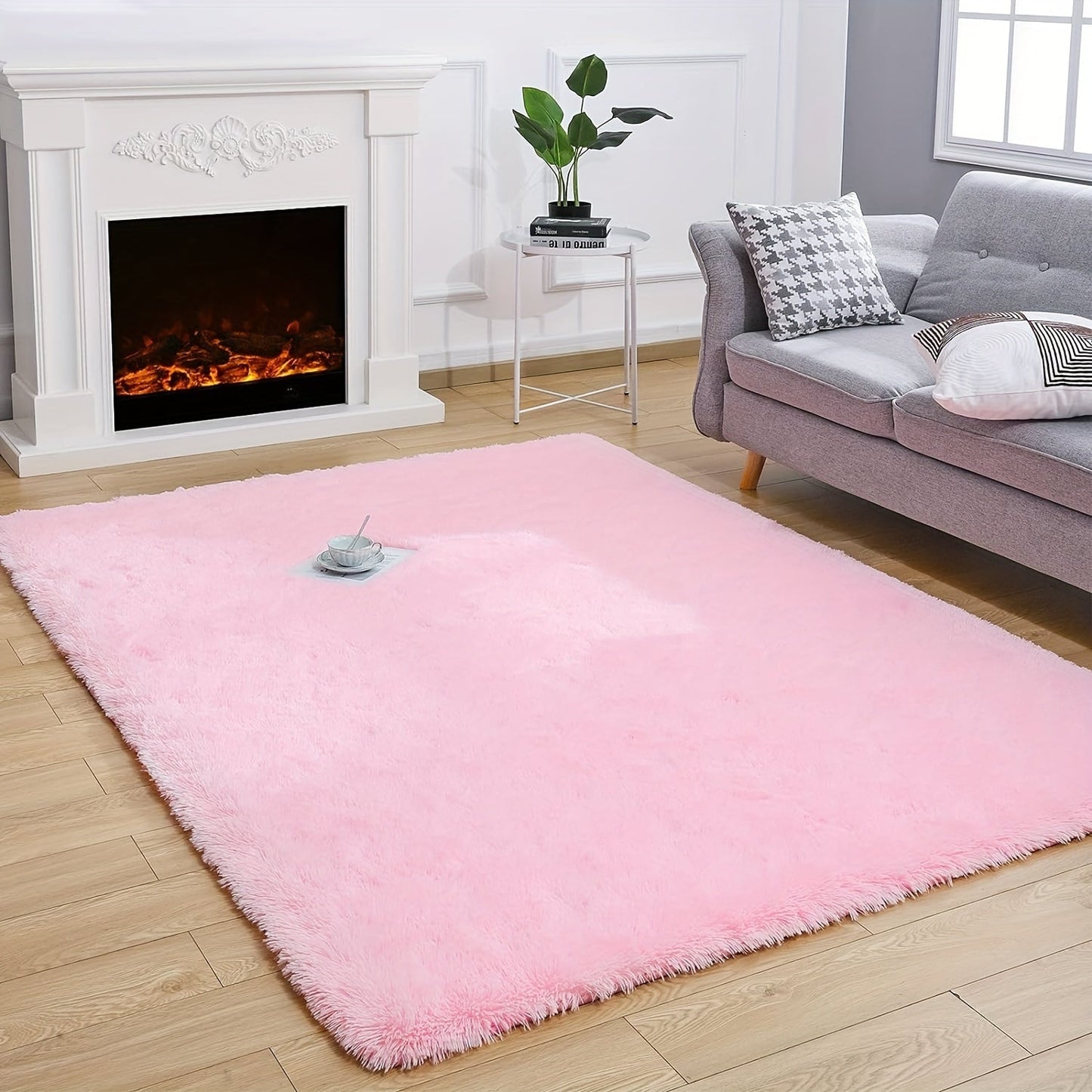 1 piece of Pink Plush Fabric Carpet, Luxuriously Soft and Warm, Upgraded Thickness for Non-Slip and Durability, Perfect for Bedroom, Living Room, or Leisure Area Decoration.