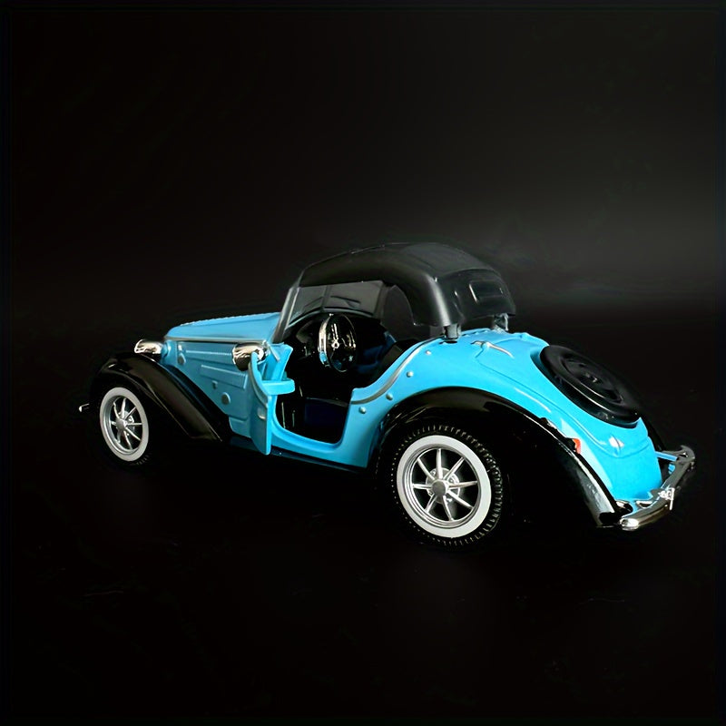 Durable aluminum alloy 1:32 scale classic car replica, perfect for gifting. Great for desk or home decor.