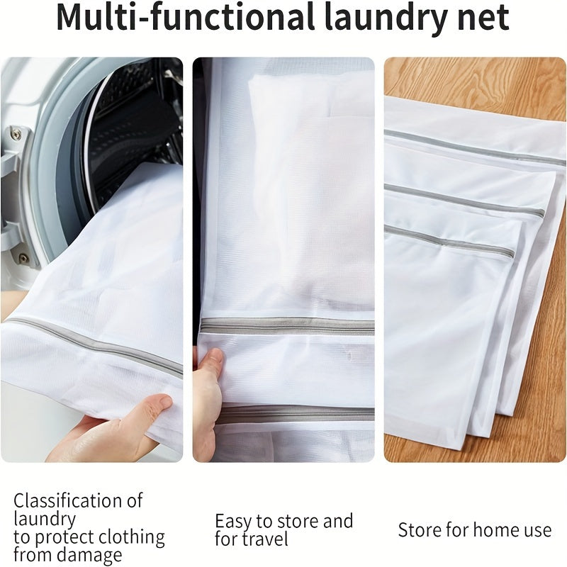 Includes 1 Large, 3 Medium, 3 Small, and 3 Extra Small Polyester Mesh Laundry Bags in a 10-Pack, Perfect for Washing Delicate Items like Bras, Socks, Underwear, and Sneakers - Each Bag Features a Durable Rust-Proof Zipper for Long-Lasting Use