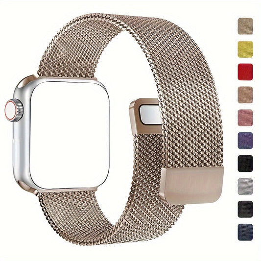 Apple Watch Series 9, Ultra 2, SE, Ultra 8, 7, 6, 5, 4, 3, 2, 1 uchun zamonaviy zanglamas po'latdan yasalgan to'rli magnit qopqoq bilaguzuklar - 38mm, 40mm, 41mm, 42mm, 44mm, 45mm, 49mm bilan mos keladi - Ayollar va Erkaklar uchun uniseks dizayn