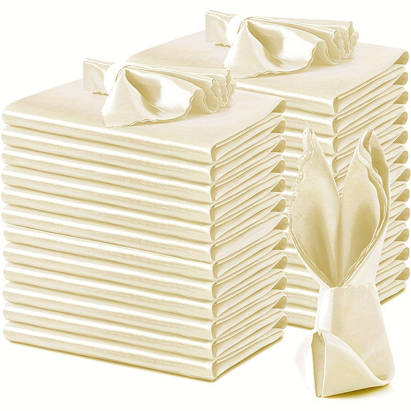 12pcs Soft Satin Napkins and Square Velvet Table Runner Napkins, 43x43cm, Ideal for Restaurant Wedding Party Decor