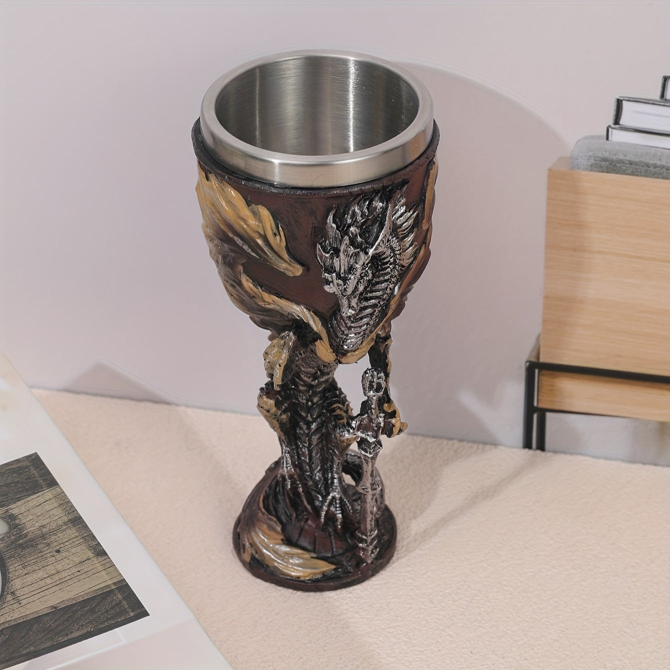 Dragon Sword Cup, 200ml, Resin Stainless Steel, Gothic Design, Perfect for Parties and Home Decor.