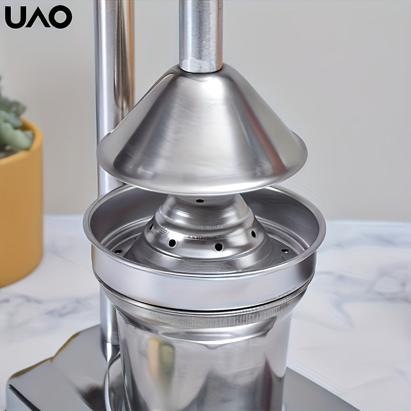 Multifunctional Commercial Juicer - Stainless Steel Manual Hand Press for Lemon, Orange, and Pomegranate Juice. Ideal for Home or Commercial Use. Double Die Flat Press with Long Handle Crank. Small and Efficient Juice Machine.