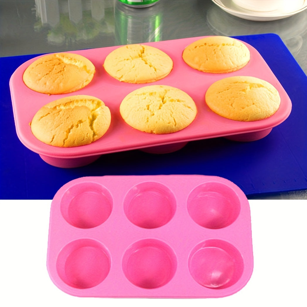 1 piece of Silicone Muffin Pan with Non-Stick 6 Cavity Cupcake Mold for Baking Pudding, Oven accessories, Baking Tools, and Kitchen Gadgets.