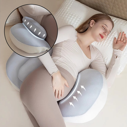 Set of 2 Ergonomic Maternity Pillows designed for Side Sleeping - Provides Full Body Support for Back, Belly, Hips & Waist - Customizable Comfort Pregnancy Cushion