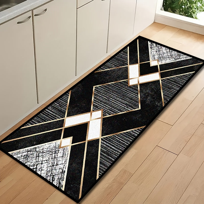 Luxurious European Style Area Rug - One Piece, Made of Polyester, 850g with Non-Slip and Waterproof Features. Stain-Resistant Rectangular Carpet that is also Machine Washable and Lightweight. Perfect for Kitchen, Hallway, Bedroom, Vanity, and Holiday