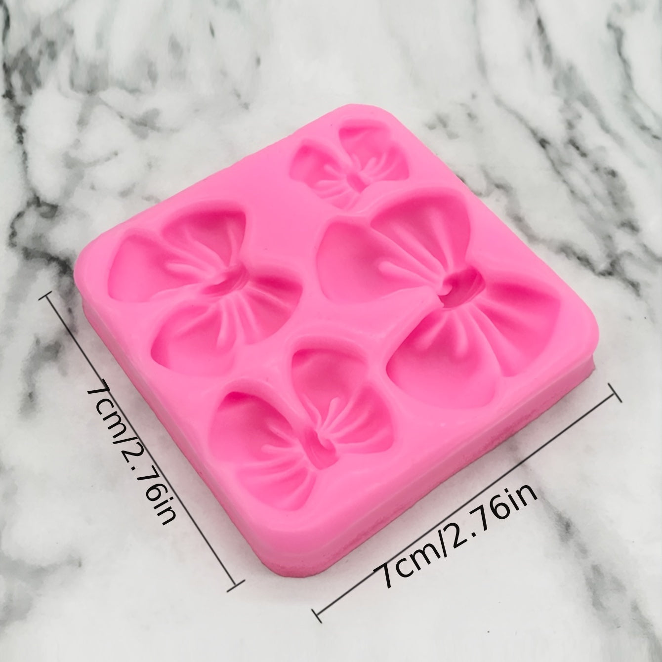 Silicone Mold Set Includes 1 Piece with Chocolate Fondant and 4 Mini Bows - Ideal for Cake and Cupcake Decoration