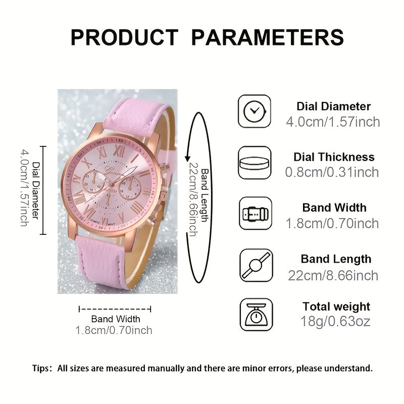 Fashion Quartz Watch Set with 10pcs, Zinc Alloy Case, PUPU Leather Strap in varied colors, button battery included & no additional battery required.