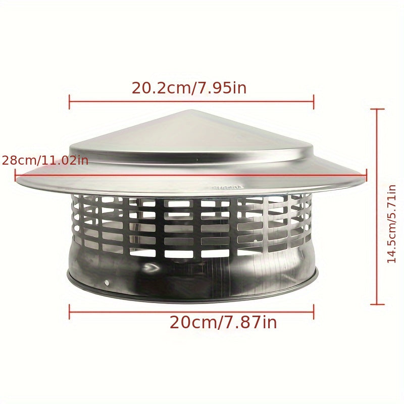 Durable Stainless Steel Chimney Cap - One Pack of Universal Rainproof Vent Top Cover for Flue & Duct Pipes - Weather-Resistant Outdoor Roof Ventilation Cap