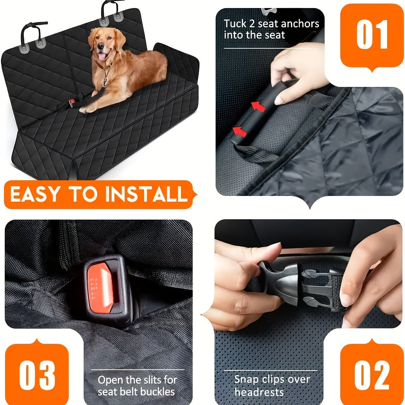 PawPals Waterproof Dog Car Seat Cover with Non-Slip Fabric, Seat Belt Buckle Cutouts, Easy Installation, Pet Hair & Scratch Resistant