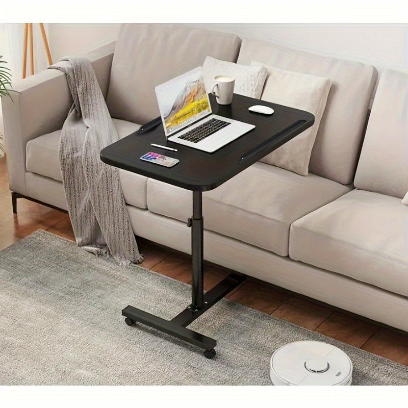 Height adjustable and rotatable bedside table made of hardwood fiberboard and metal frame, suitable for dorms and homes. Easy to assemble.