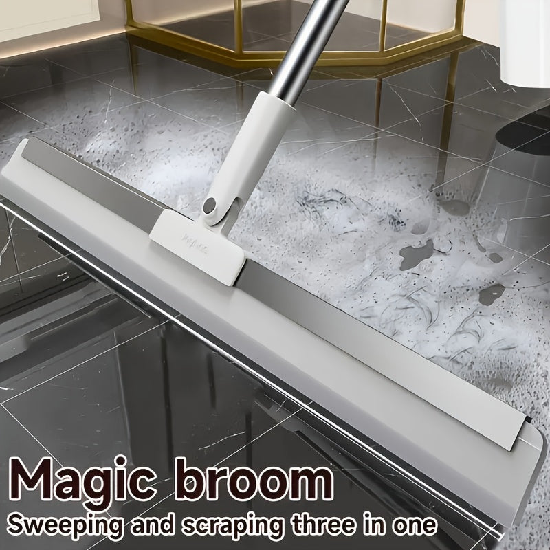 Introducing the versatile Silicone Scraper Broom - a magic broom designed with a 180-degree no dead angle feature for dust-free scanning on multiple surfaces. This multifunctional cleaning tool is perfect for use in the bathroom, living room, bedroom